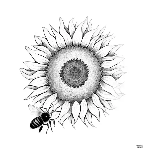 A vibrant sunflower garden with bees buzzing around tattoo design idea