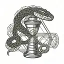 Sign "caution, radiation!", snake with medical cup tattoo design idea
