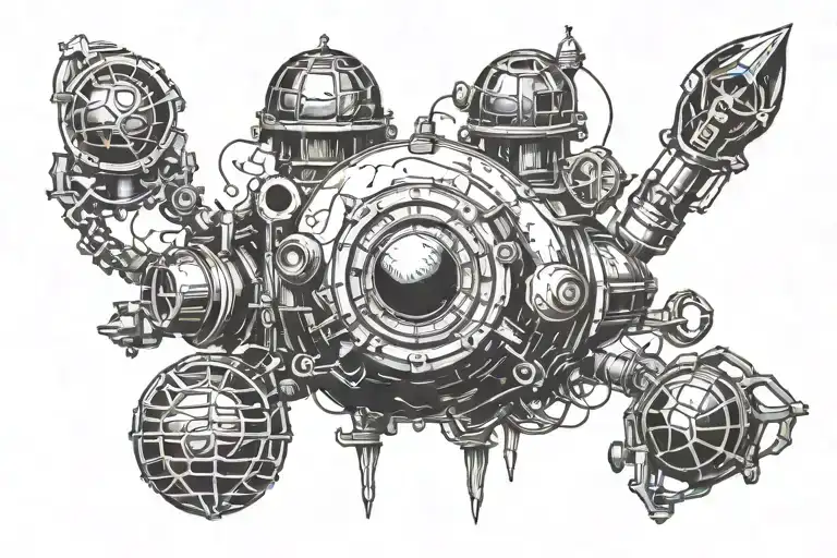 underwater mines tattoo design idea