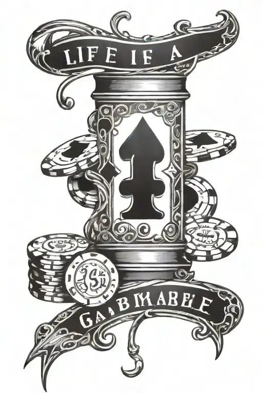life is a gamble style inspired tattoo design idea