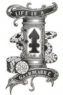 life is a gamble style inspired tattoo design idea