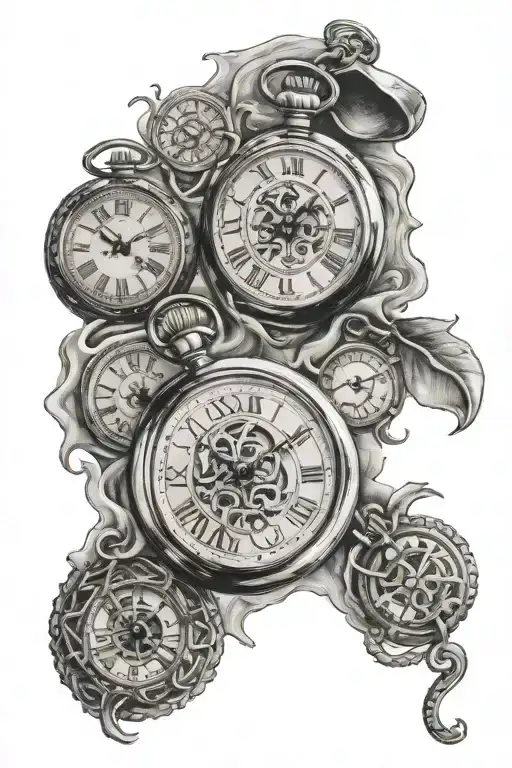 pocket watches 3 tattoo design idea