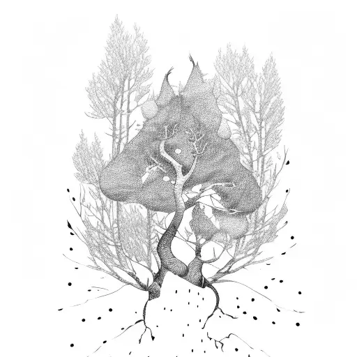 pumpkin, Aspen tree, and strawberry plant  tattoo design idea