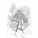 pumpkin, Aspen tree, and strawberry plant  tattoo design idea