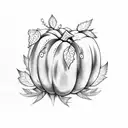 pumpkin, Aspen tree, and strawberry plant  tattoo design idea