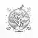 pumpkin plant, Aspen tree, and strawberry plant  tattoo design idea