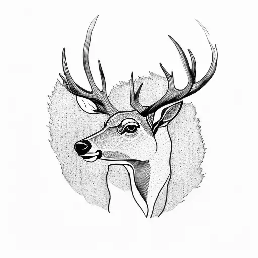 birch tree with deer underneath  tattoo design idea