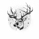 birch tree with deer underneath  tattoo design idea