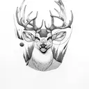birch tree with deer underneath  tattoo design idea