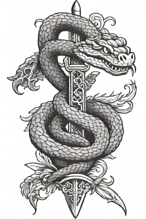 snake and sword tattoo tattoo design idea