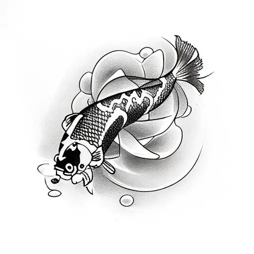 A flutter of Koi fish black and white tattoo design idea