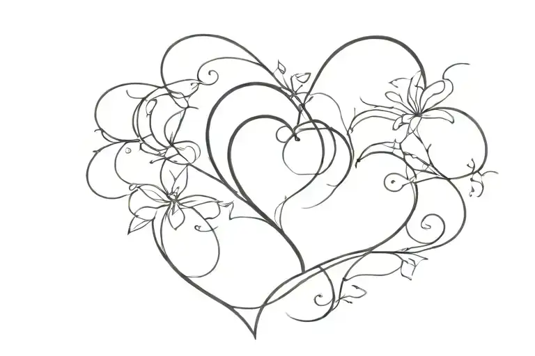 sterne herzen m joined together tattoo design idea