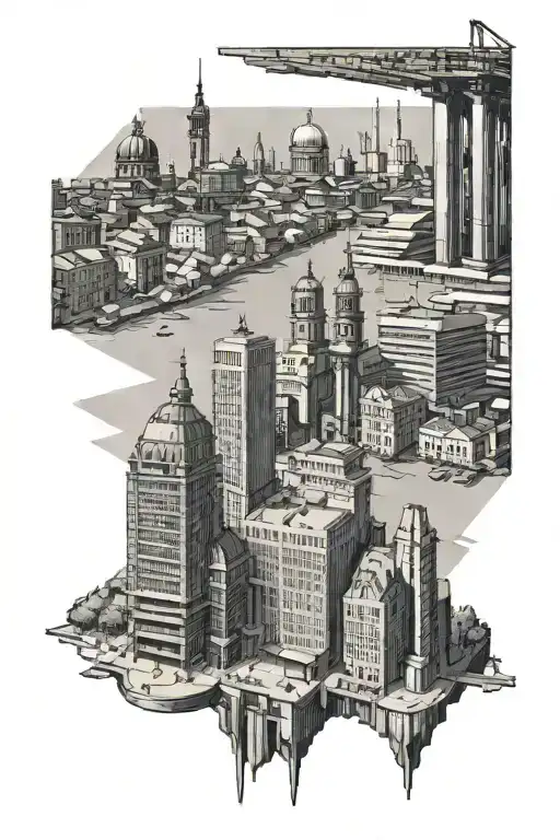 Metropolis Architecture Berlin buildings tattoo design idea