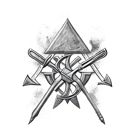 ukrainian cossack holding a trident with one arm tattoo design idea