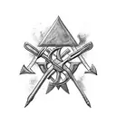 ukrainian cossack holding a trident with one arm tattoo design idea