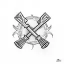 ukrainian cossack holding a trident with one arm tattoo design idea