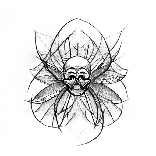 Spider Lily with Skull-backed Spiders tattoo design idea