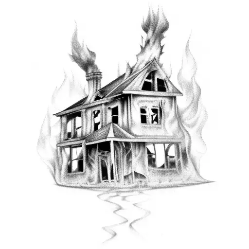 accidently burned down a house tattoo design idea