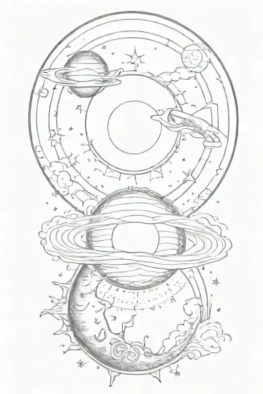 sun and moon merging together tattoo design idea