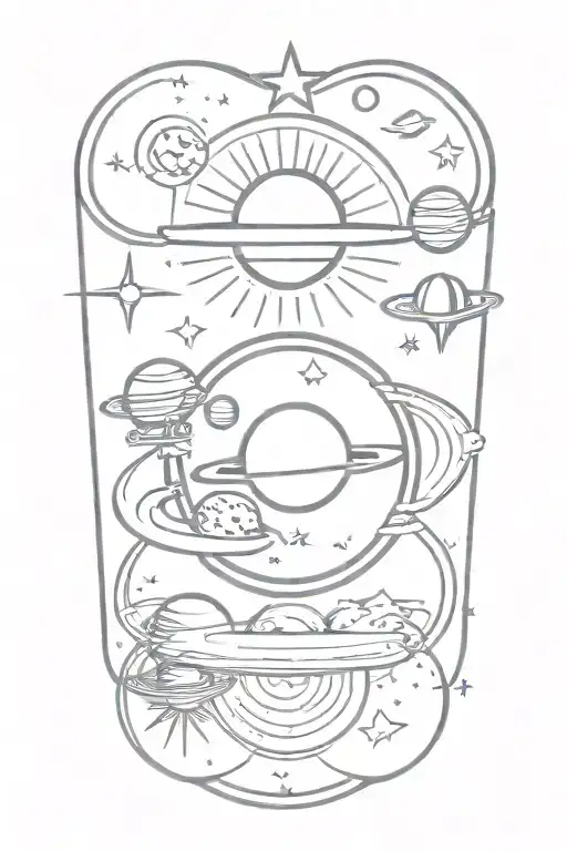 Keep the stars but add in a coffee cup somewhere and remove the planets that don't look like Saturn or Venus. tattoo design idea