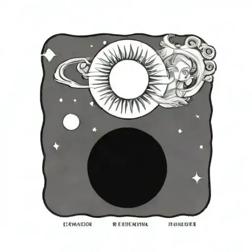 A single small Sun and Moon design with saturn and venus. tattoo design idea