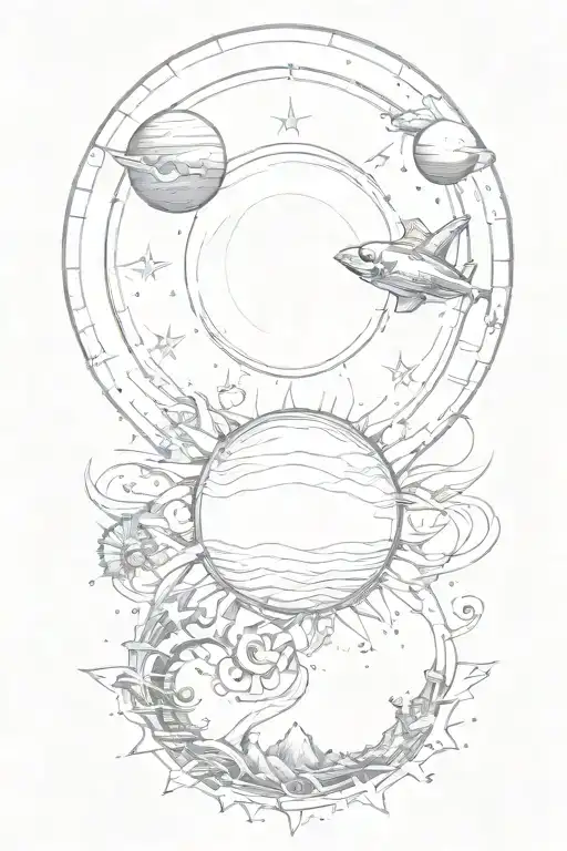 make a more prominent sun in the top portion of this design. tattoo design idea