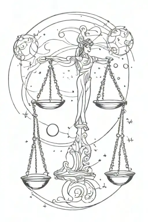 Libra symbol and constellation tattoo design idea