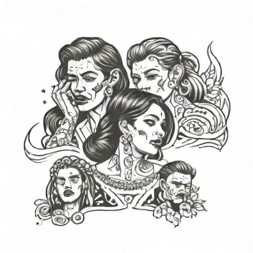 four people crying  tattoo design idea