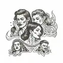 four people crying  tattoo design idea