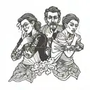 four people crying  tattoo design idea