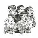 four people crying  tattoo design idea