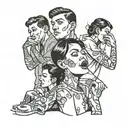 four people crying  tattoo design idea