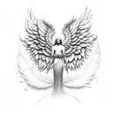 faceless angel whispering tattoo design idea