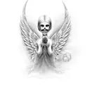 faceless angel whispering tattoo design idea