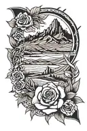 ocean, mountain, desert, wheat fields, corn fields, roses tattoo design idea