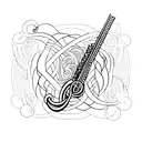 A melancholic punk rock lyric intertwined with musical notes tattoo design idea