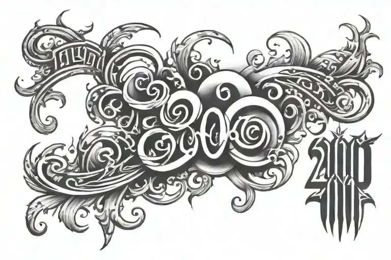 year 2000 written tattoo design idea