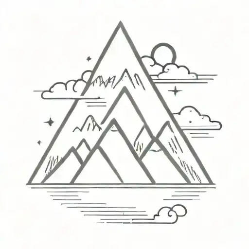 mountain with cloud with the all-seeing eye hiding everything with a playstation symbols  tattoo design idea