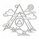mountain with cloud with the all-seeing eye hiding everything with a playstation symbols  tattoo design idea