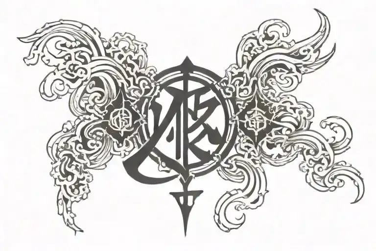 kanjis meaning: God and family tattoo design idea