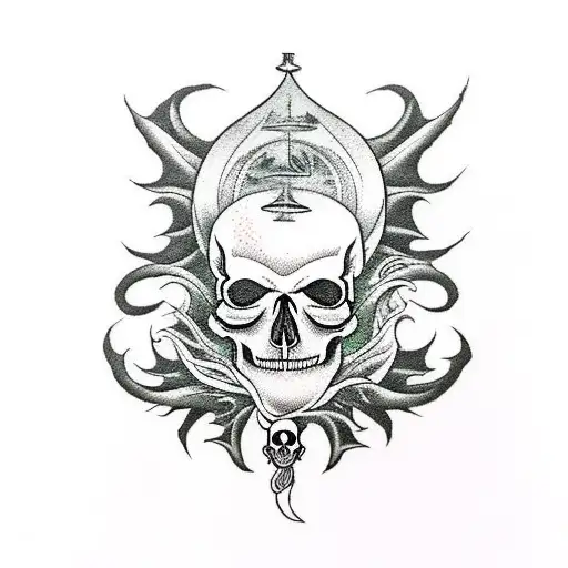 fantasy (e.g., 'Fourth Wing'), tarot cards (e.g., 'The High Priestess'), the concept of death, skull tattoos & ocean tattoo design idea