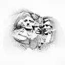 Mount Rushmore with the beatles faces tattoo design idea