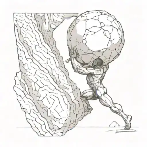 rock pushing sisyphus tattoo design idea