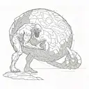 sisyphus pushing stone into infinity tattoo design idea
