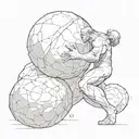 sisyphus pushing stone into infinity tattoo design idea