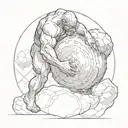 sisyphus pushing stone into infinity tattoo design idea