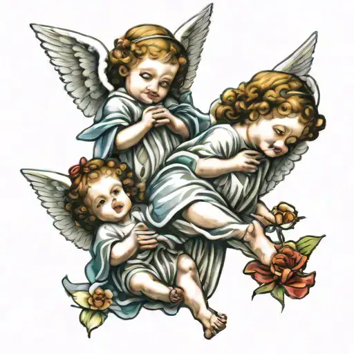 cherub baby angels and Virgin Mary  tattoo design idea