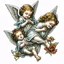 cherub baby angels and Virgin Mary  tattoo design idea