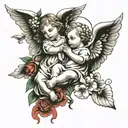 cherub baby angels and Virgin Mary  tattoo design idea