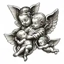cherub baby angels and Virgin Mary  tattoo design idea